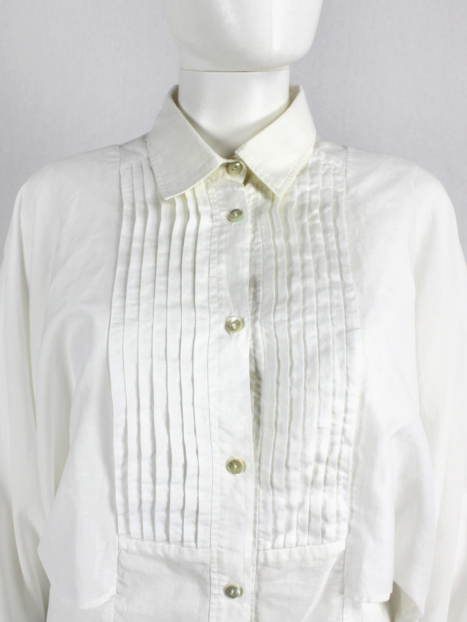 Veronique Branquinho white shirt with kimono sleeves and pleated bib (2)