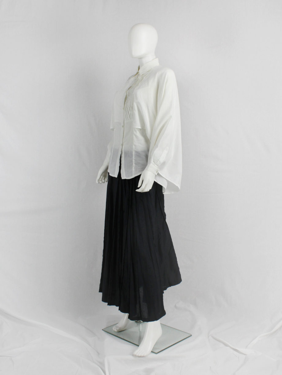 Veronique Branquinho white shirt with kimono sleeves and pleated bib (4)