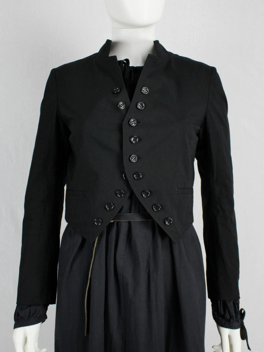 Y’s Yohji Yamamoto black cropped victorian blazer with curved rows of buttons (5)