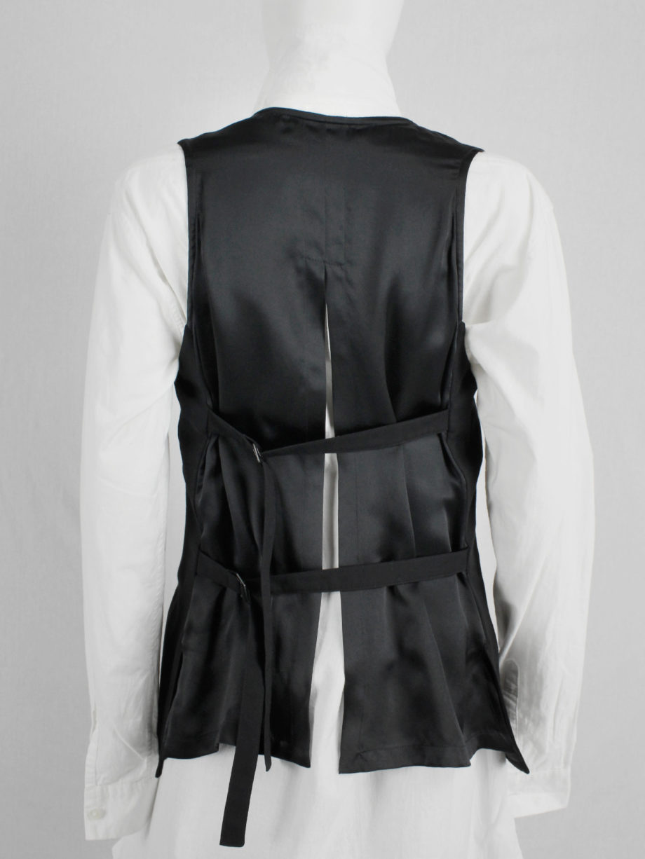 vaniitas Ann Demeulemeester black waistcoat with open satin back and straps runway spring 2008 (11)