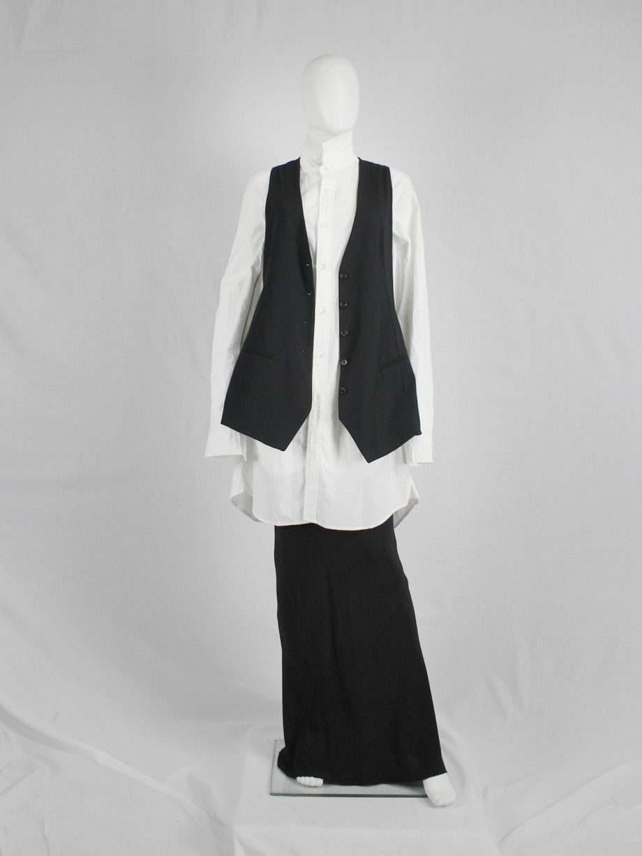 vaniitas Ann Demeulemeester black waistcoat with open satin back and straps runway spring 2008 (16)