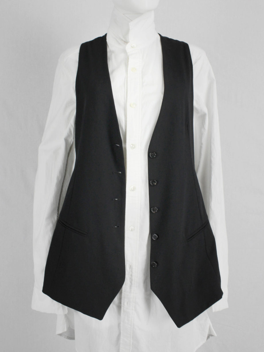 vaniitas Ann Demeulemeester black waistcoat with open satin back and straps runway spring 2008 (17)