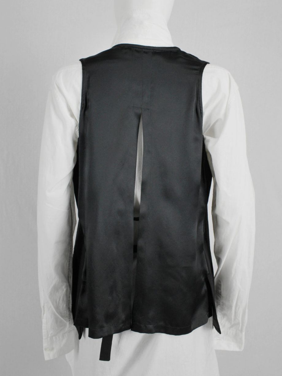 vaniitas Ann Demeulemeester black waistcoat with open satin back and straps runway spring 2008 (7)