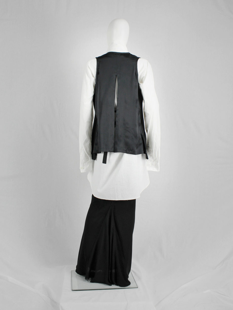 vaniitas Ann Demeulemeester black waistcoat with open satin back and straps runway spring 2008 (8)