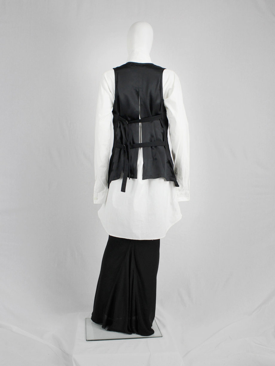 vaniitas Ann Demeulemeester black waistcoat with open satin back and straps runway spring 2008 (9)
