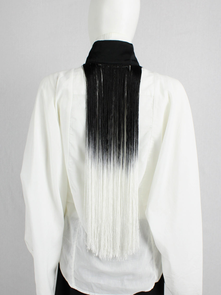 vaniitas Ann Demeulemeester fringe bib necklace with black and white ombre runway fall 2013 (10)