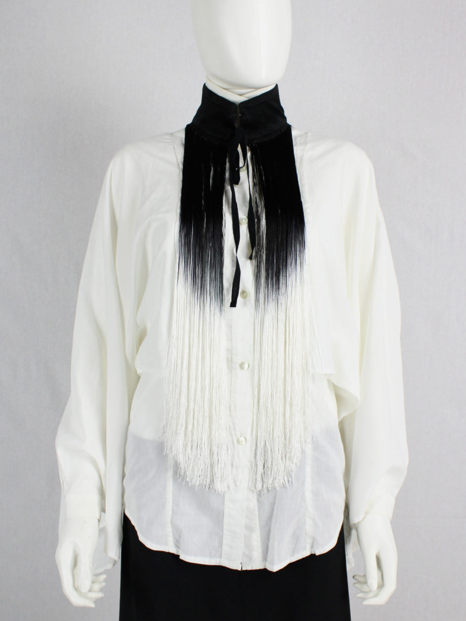 vaniitas Ann Demeulemeester fringe bib necklace with black and white ombre runway fall 2013 (13)
