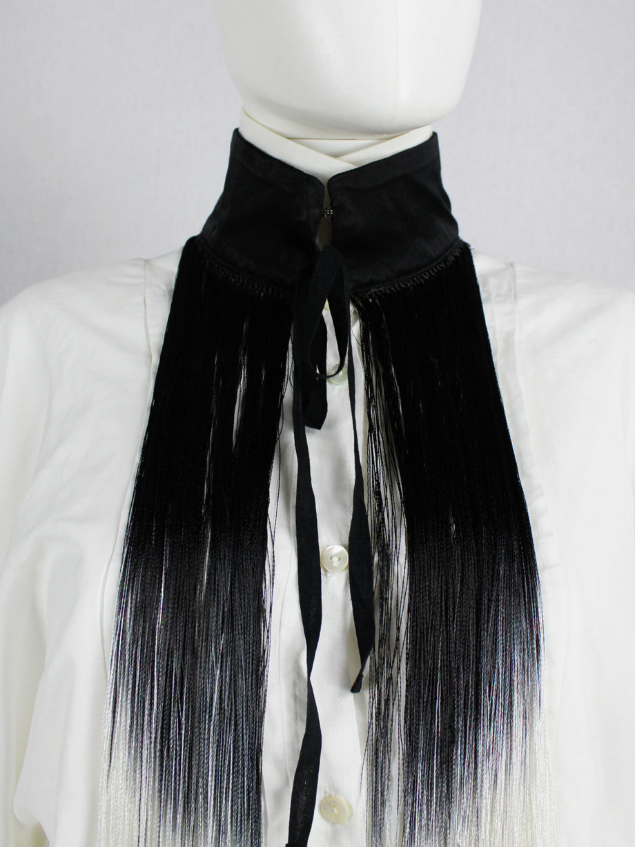 vaniitas Ann Demeulemeester fringe bib necklace with black and white ombre runway fall 2013 (14)