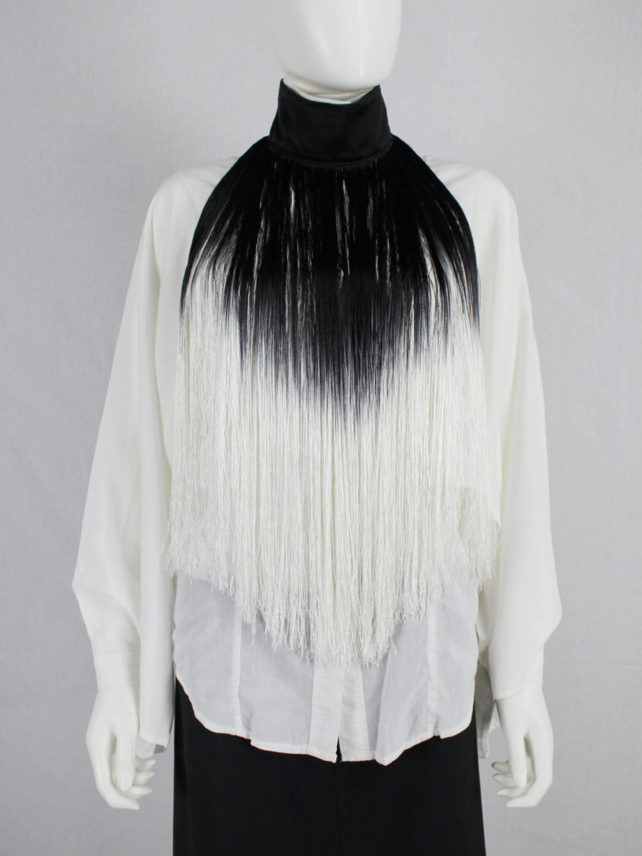vaniitas Ann Demeulemeester fringe bib necklace with black and white ombre runway fall 2013 (2)