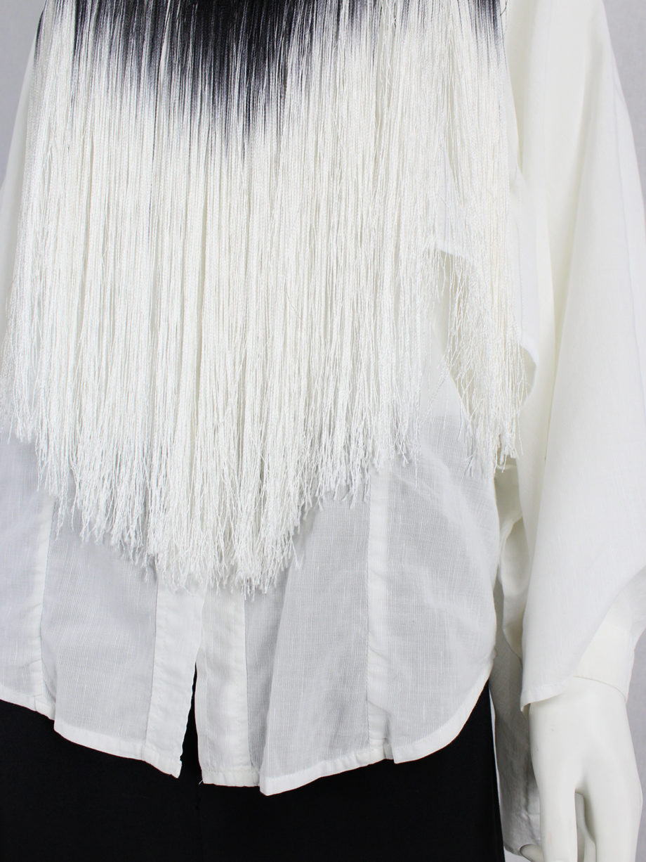 vaniitas Ann Demeulemeester fringe bib necklace with black and white ombre runway fall 2013 (4)