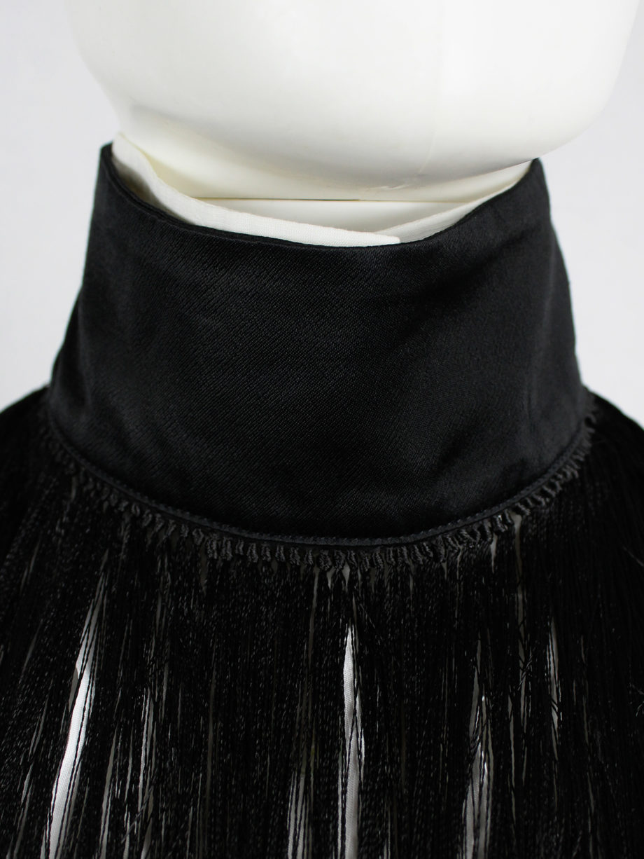 vaniitas Ann Demeulemeester fringe bib necklace with black and white ombre runway fall 2013 (6)