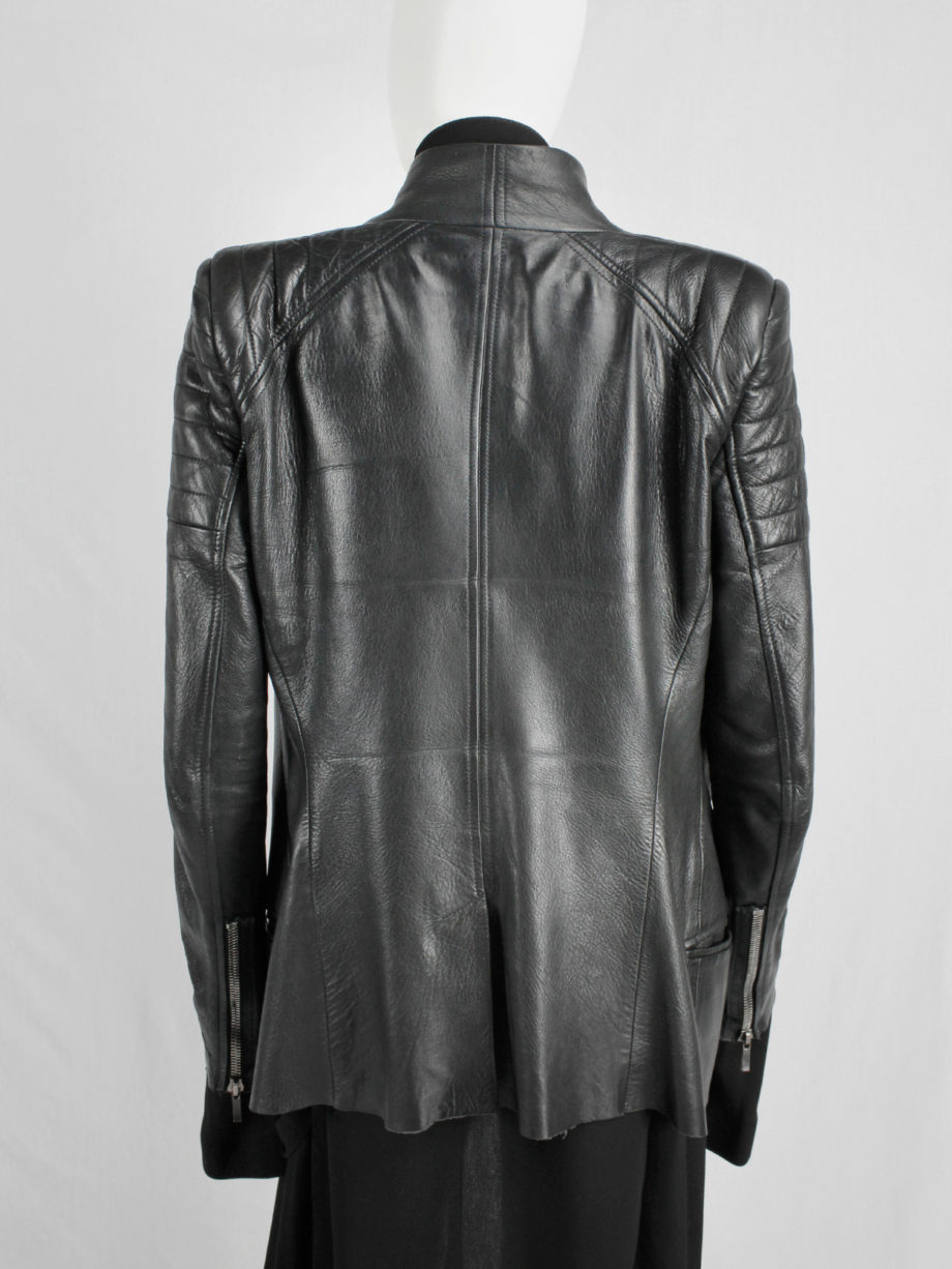 vaniitas Haider Ackermann black leather biker blazer with padded shoulder details fall 2012 (10)