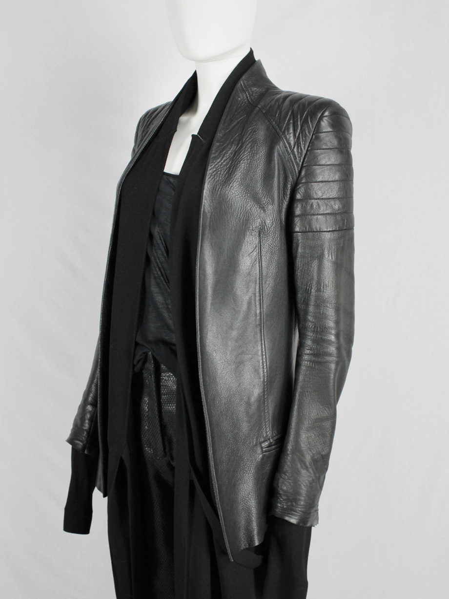 vaniitas Haider Ackermann black leather biker blazer with padded shoulder details fall 2012 (6)