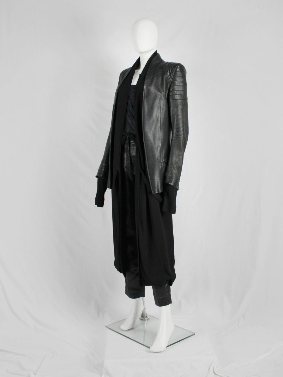 vaniitas Haider Ackermann black leather biker blazer with padded shoulder details fall 2012 (8)