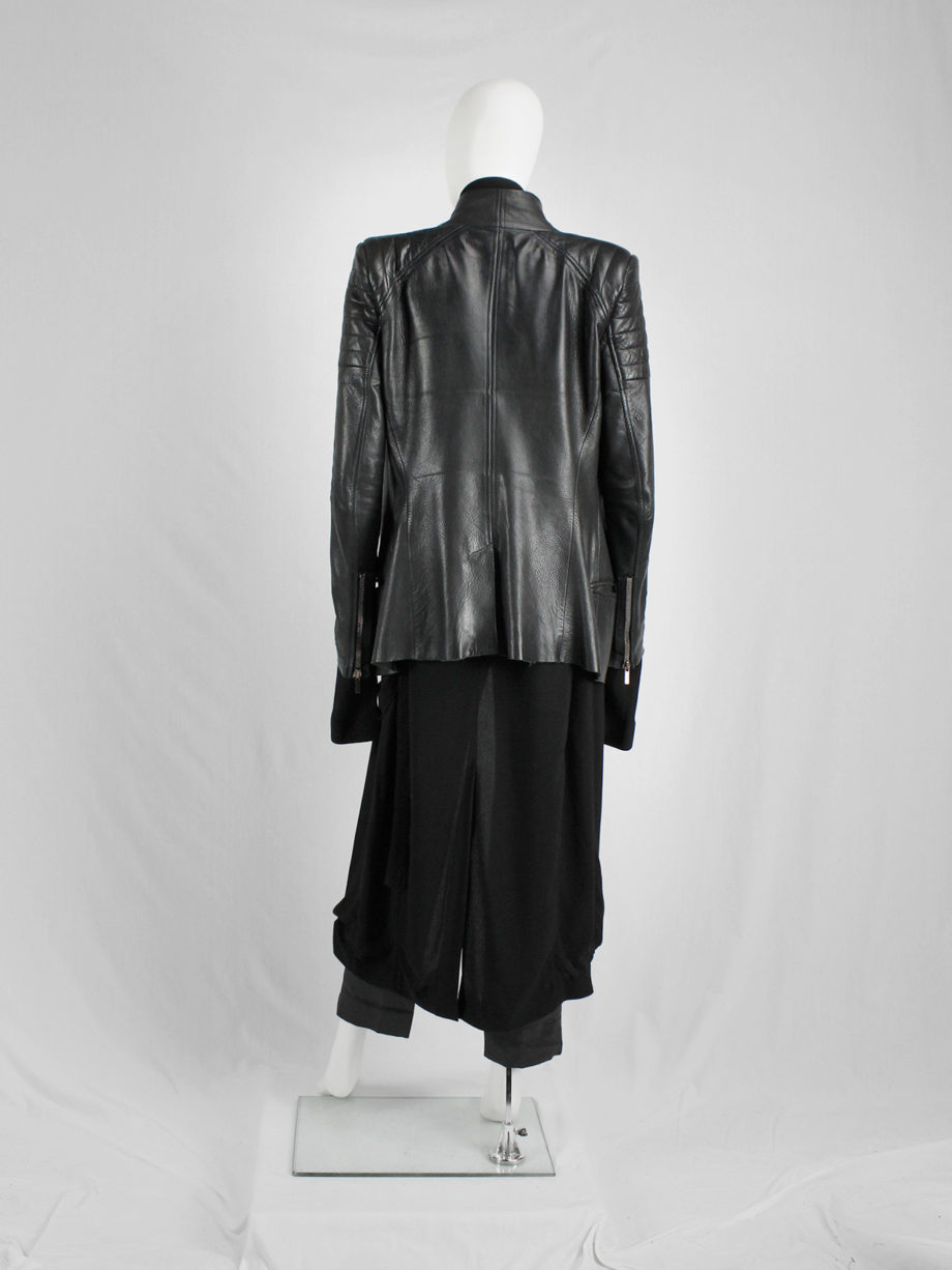 vaniitas Haider Ackermann black leather biker blazer with padded shoulder details fall 2012 (9)