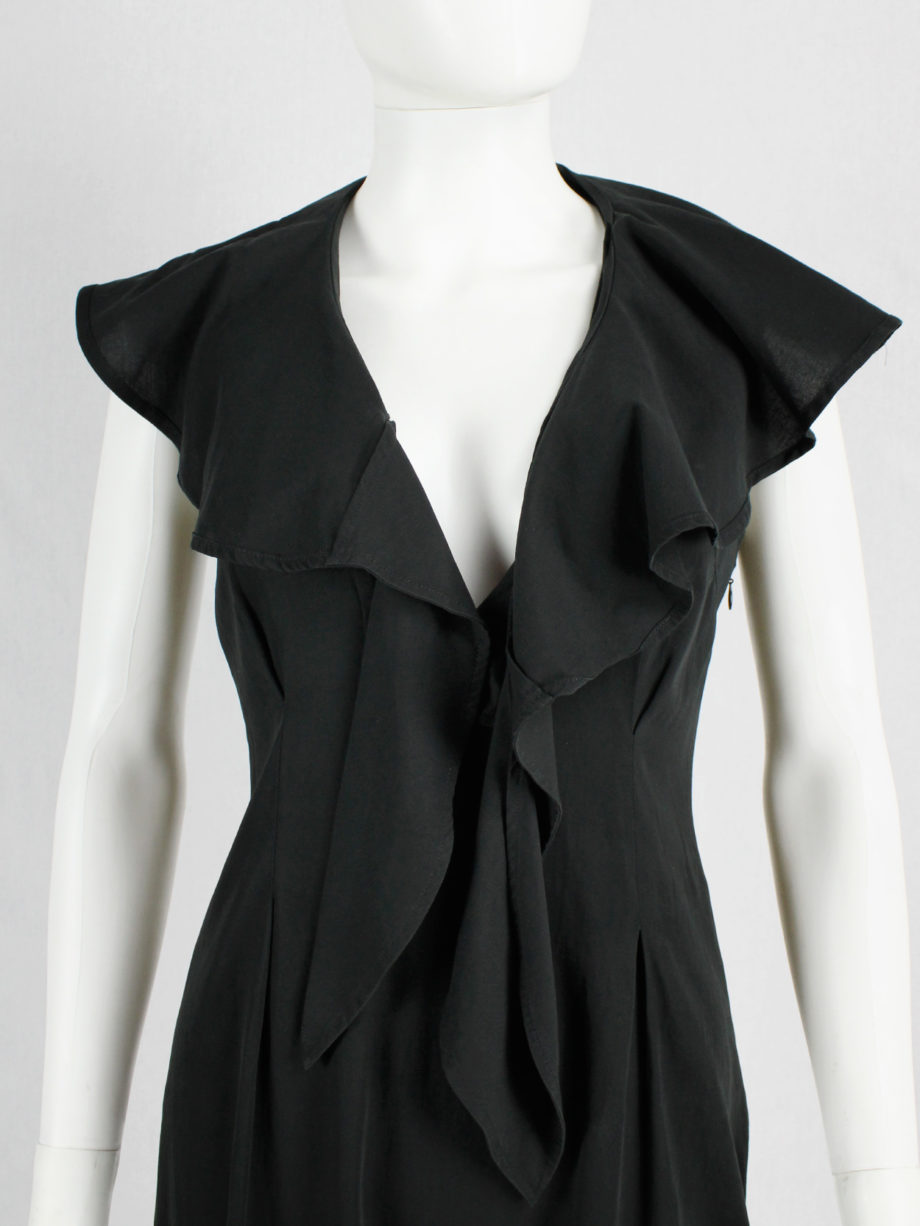 vaniitas Maison Martin Margiela black dress with semi-detached draped collar spring 2007 (2)