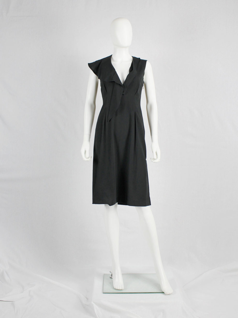 vaniitas Maison Martin Margiela black dress with semi-detached draped collar spring 2007 (5)