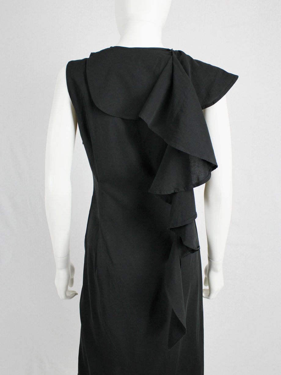vaniitas Maison Martin Margiela black dress with semi-detached draped collar spring 2007 (7)