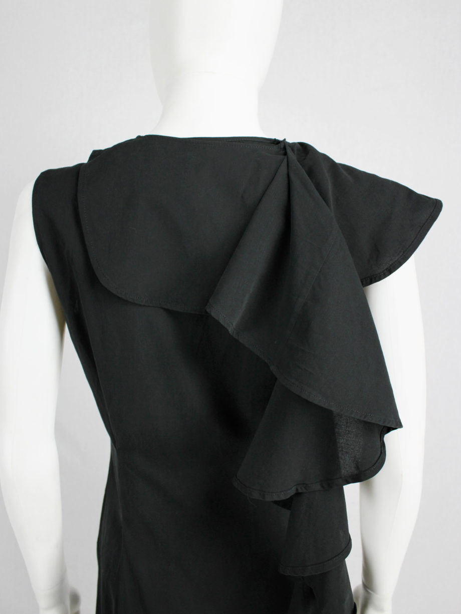 vaniitas Maison Martin Margiela black dress with semi-detached draped collar spring 2007 (8)
