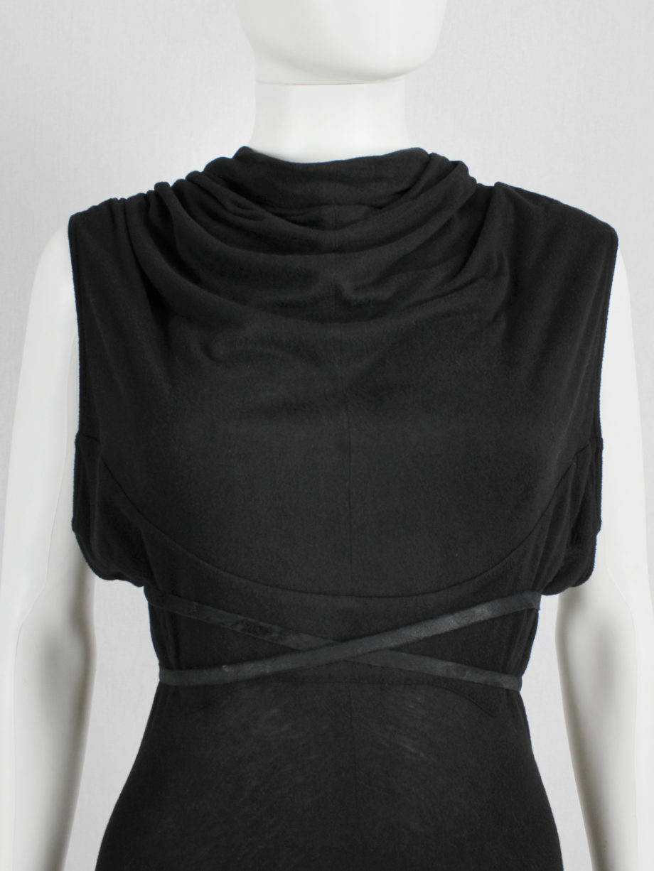 vaniitas vintage Ann Demeulemeester black grecian dress with open back and leather straps (1)