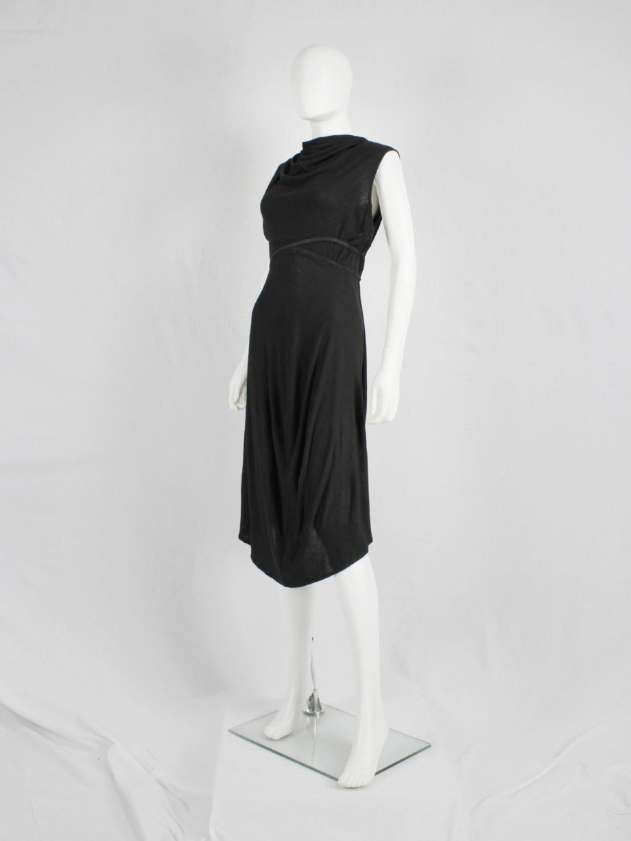 vaniitas vintage Ann Demeulemeester black grecian dress with open back and leather straps (5)