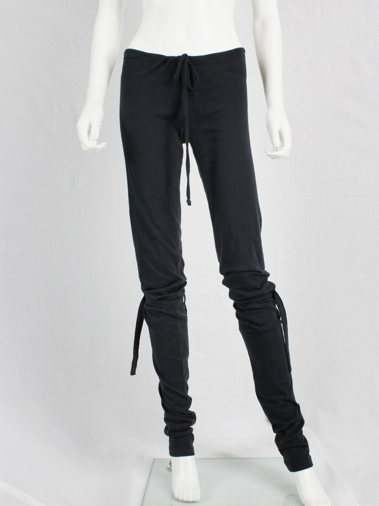 Ann Demeulemeester black leggings with belt straps - V A N II T A S