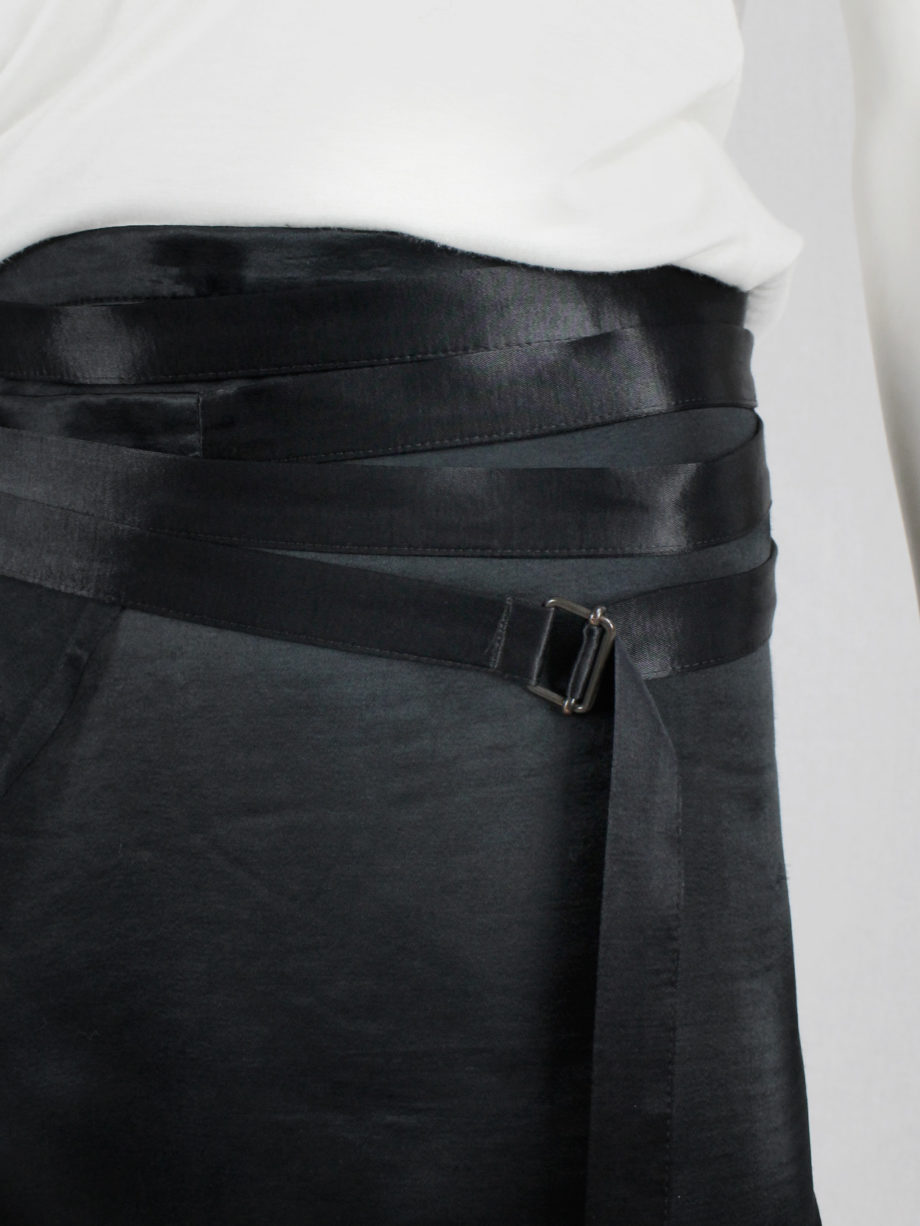 vaniitas vintage Ann Demeulemeester black skirt with wrapped belts and sheer trim (3)