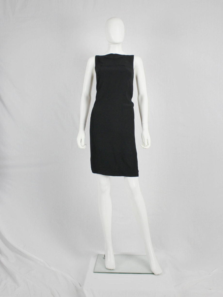 vaniitas vintage Ann Demeulemeester black slip dress with slit above the bust spring 1997 (4)