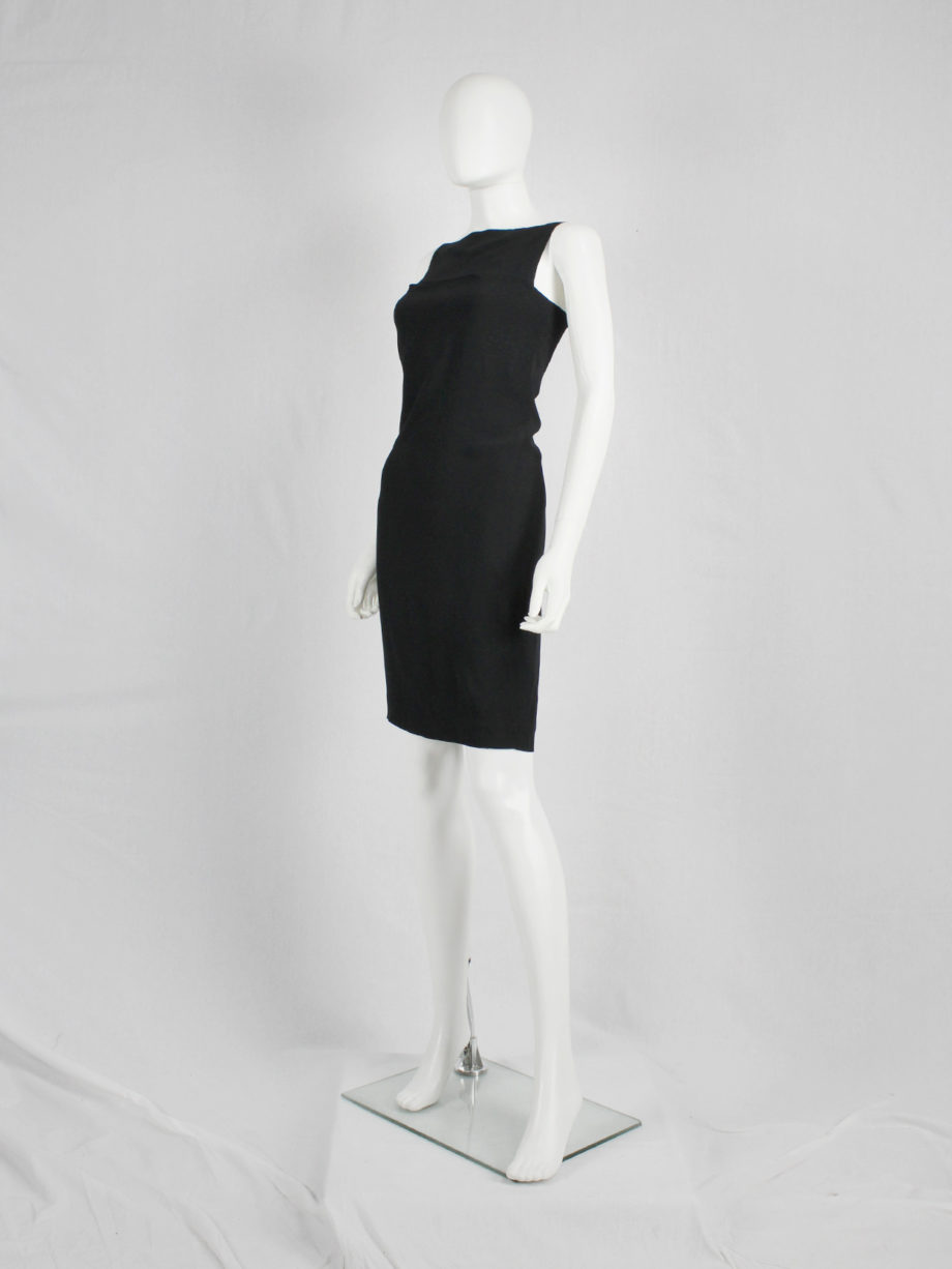 vaniitas vintage Ann Demeulemeester black slip dress with slit above the bust spring 1997 (5)