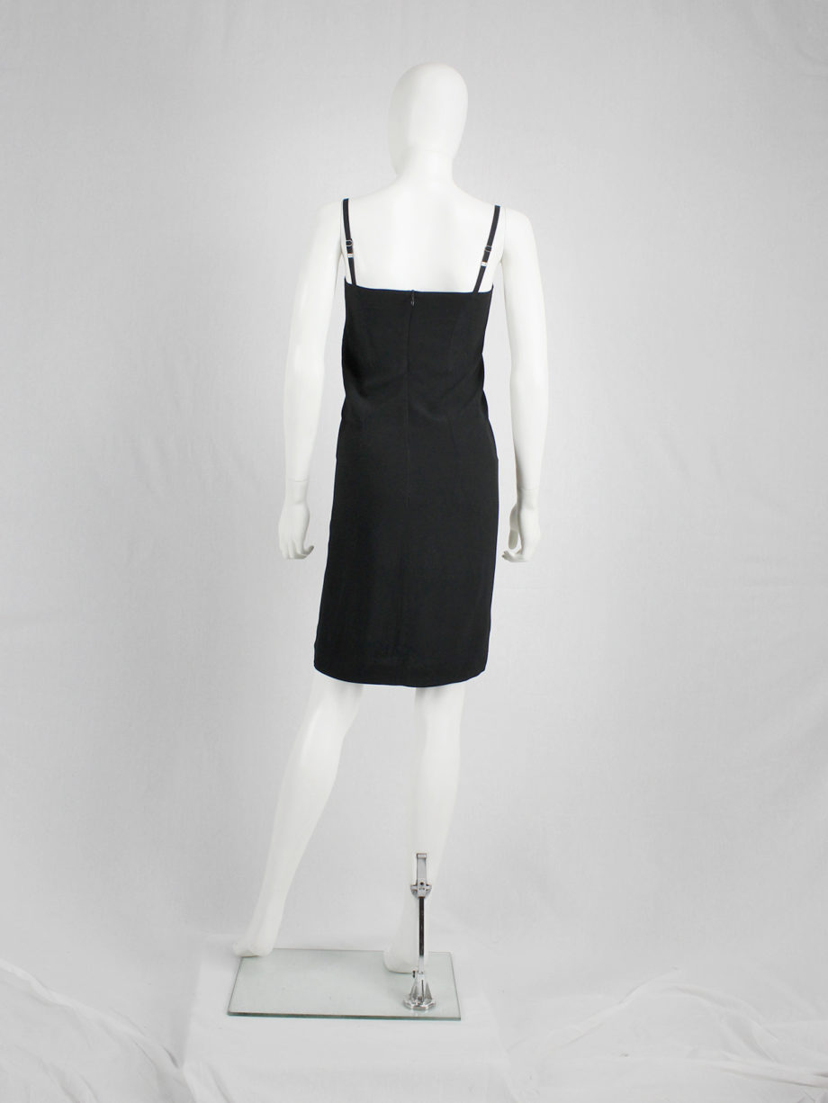 vaniitas vintage Ann Demeulemeester black slip dress with slit above the bust spring 1997 (8)