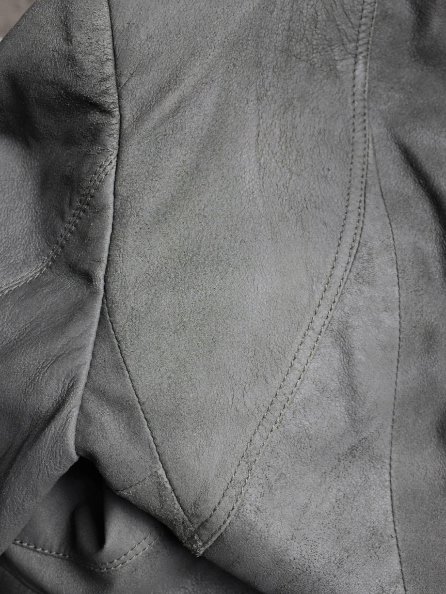 vaniitas vintage Haider Ackermann khaki green leather jacket with tailored waist runway spring 2010 (13)