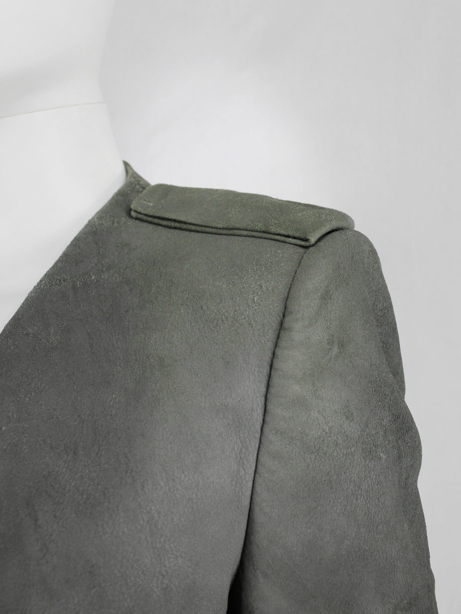 vaniitas vintage Haider Ackermann khaki green leather jacket with tailored waist runway spring 2010 (4)