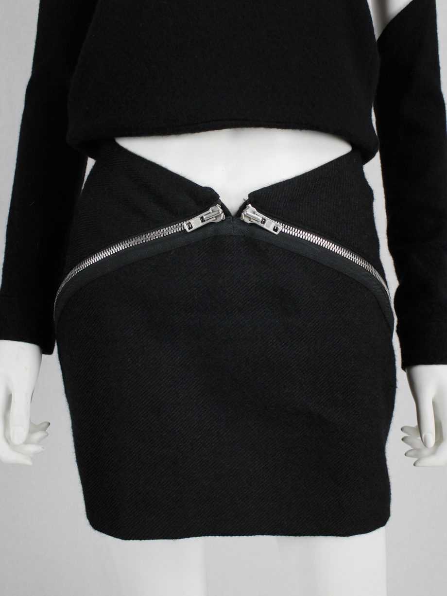 vaniitas vintage Maison Martin Margiela black skirt with diagonal zippers runway fall 2008 (2)