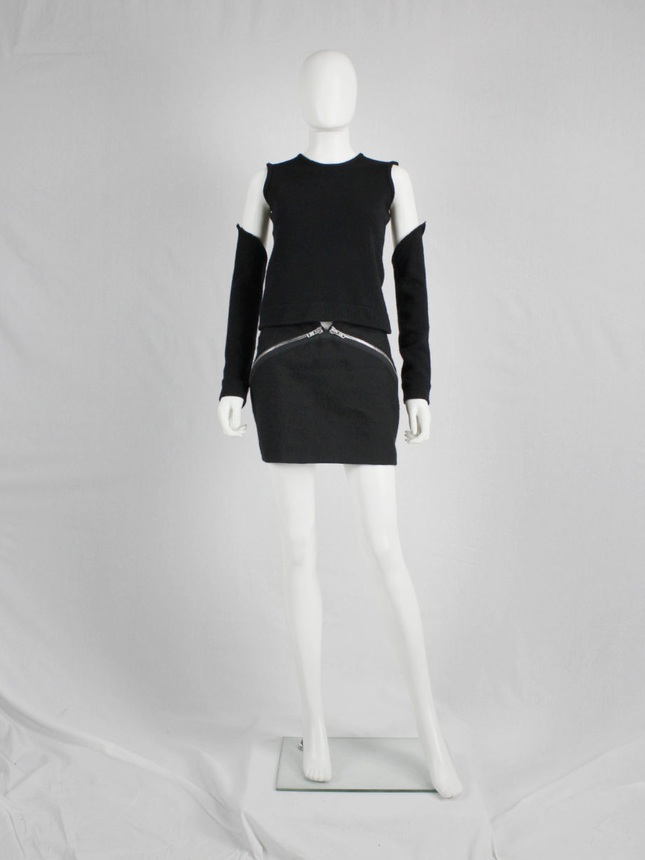 vaniitas vintage Maison Martin Margiela black skirt with diagonal zippers runway fall 2008 (5)