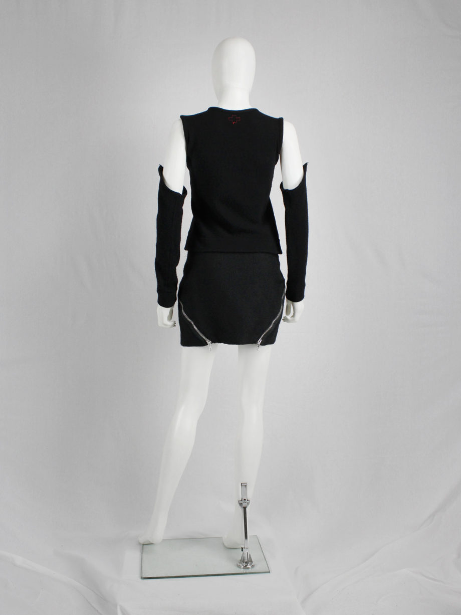 vaniitas vintage Maison Martin Margiela black skirt with diagonal zippers runway fall 2008 (6)