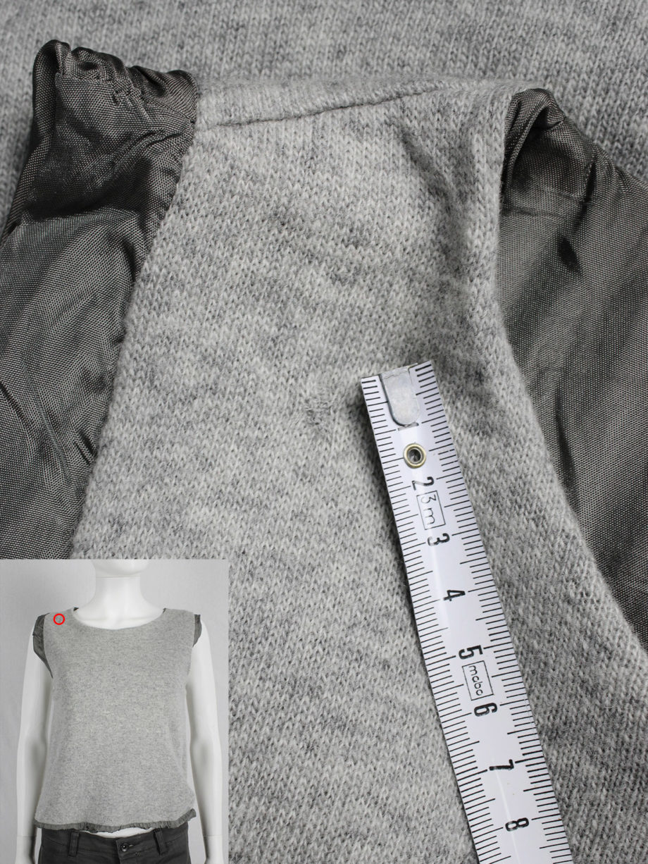 vaniitas vintage Maison Martin Margiela grey knit top with longer exposed lining fall 1997 (4)
