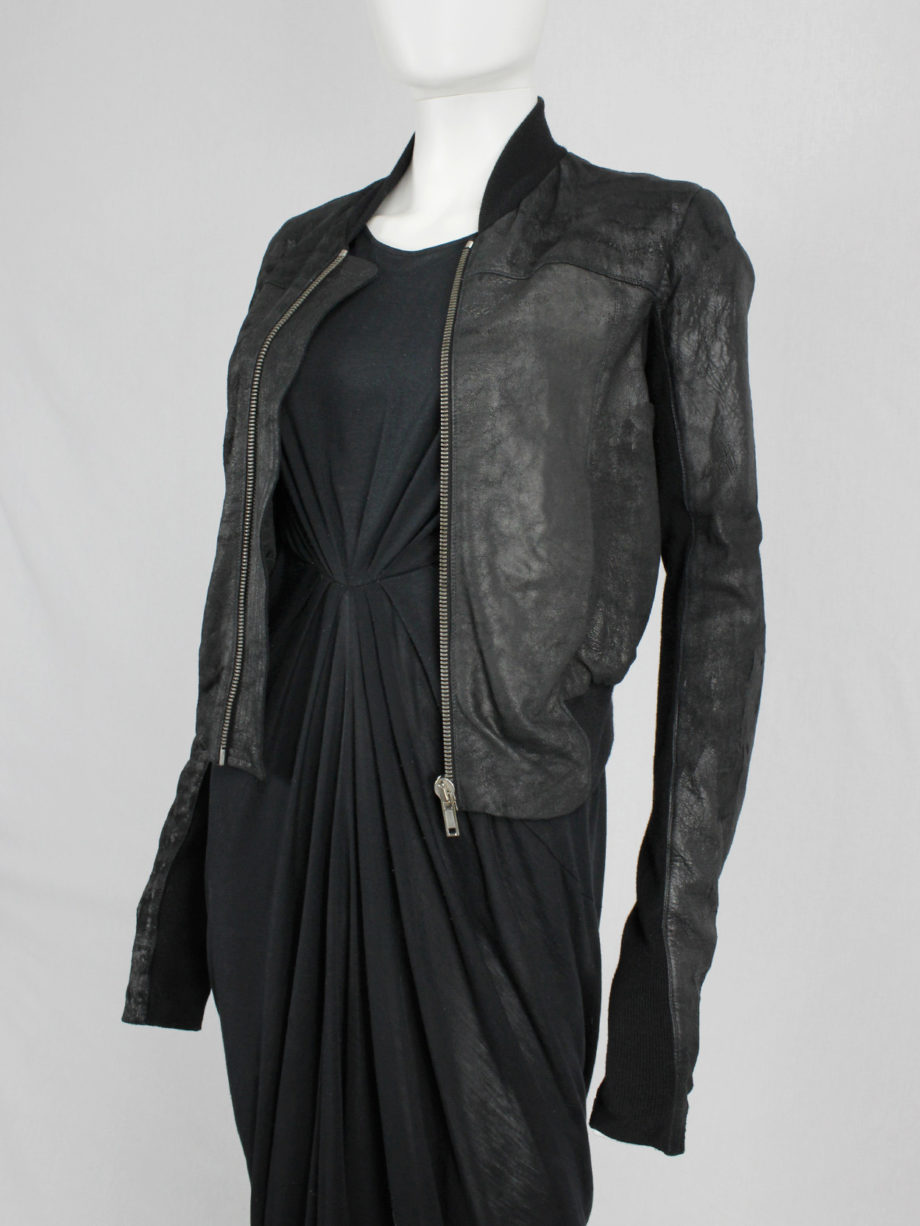 vaniitas vintage Rick Owens black leather bomber jacket with pleated back (3)