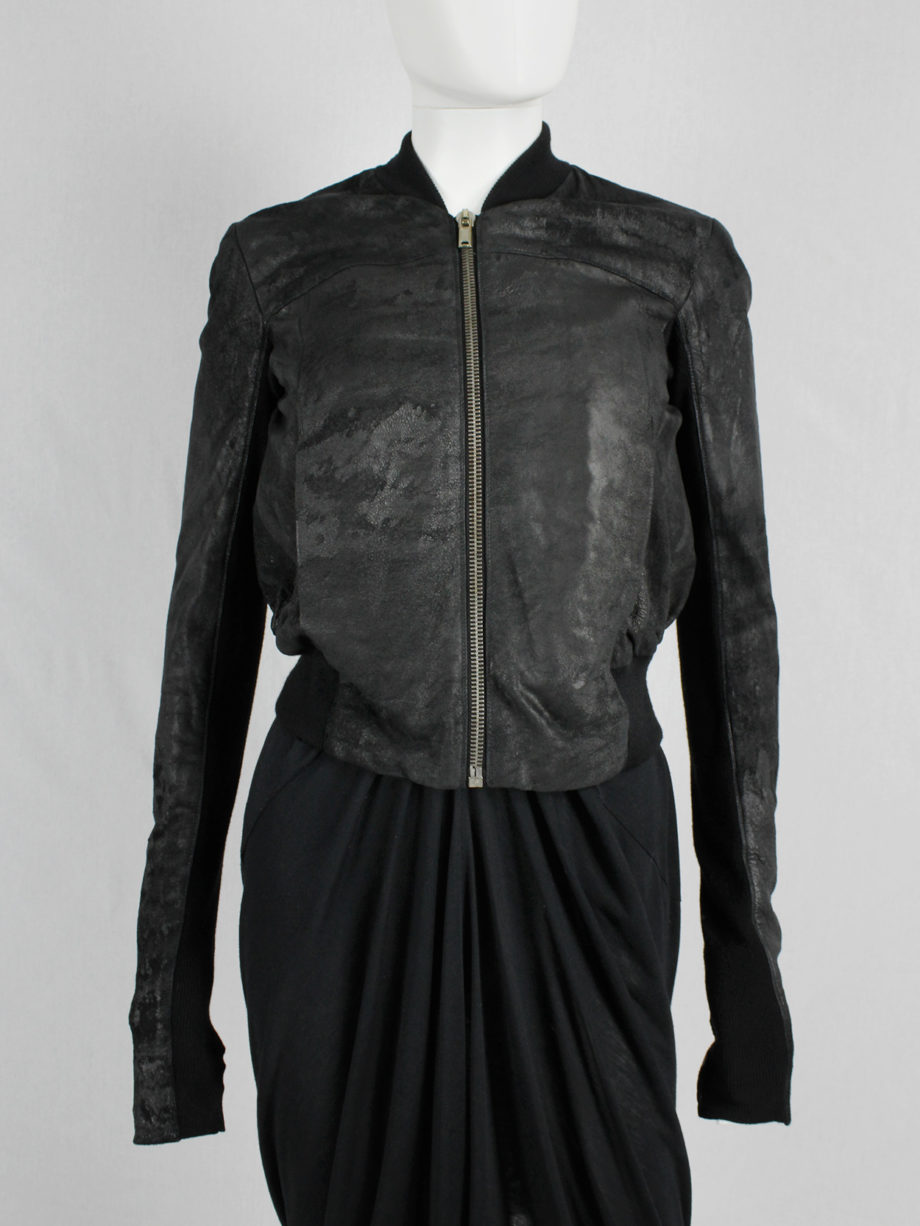 vaniitas vintage Rick Owens black leather bomber jacket with pleated back (6)