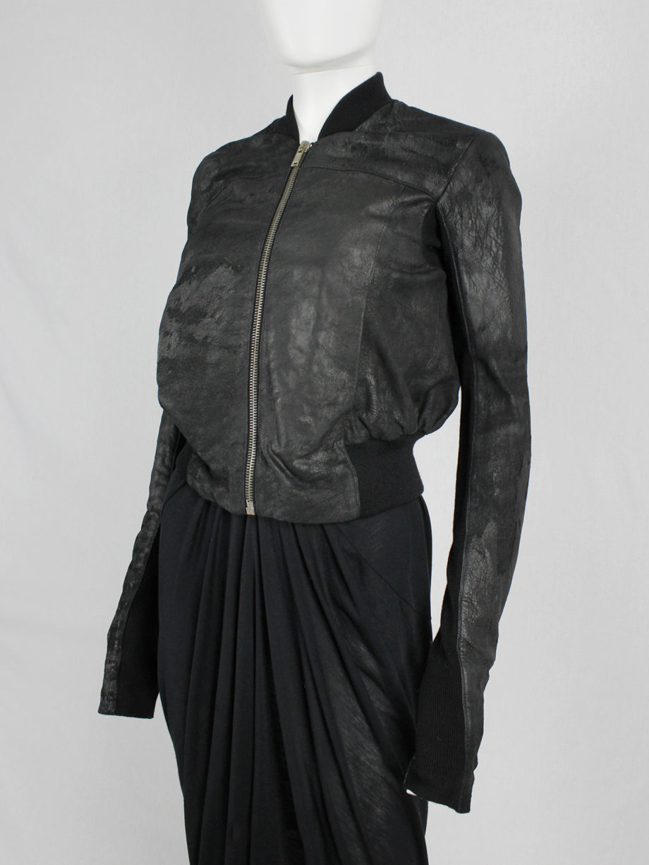 vaniitas vintage Rick Owens black leather bomber jacket with pleated back (8)