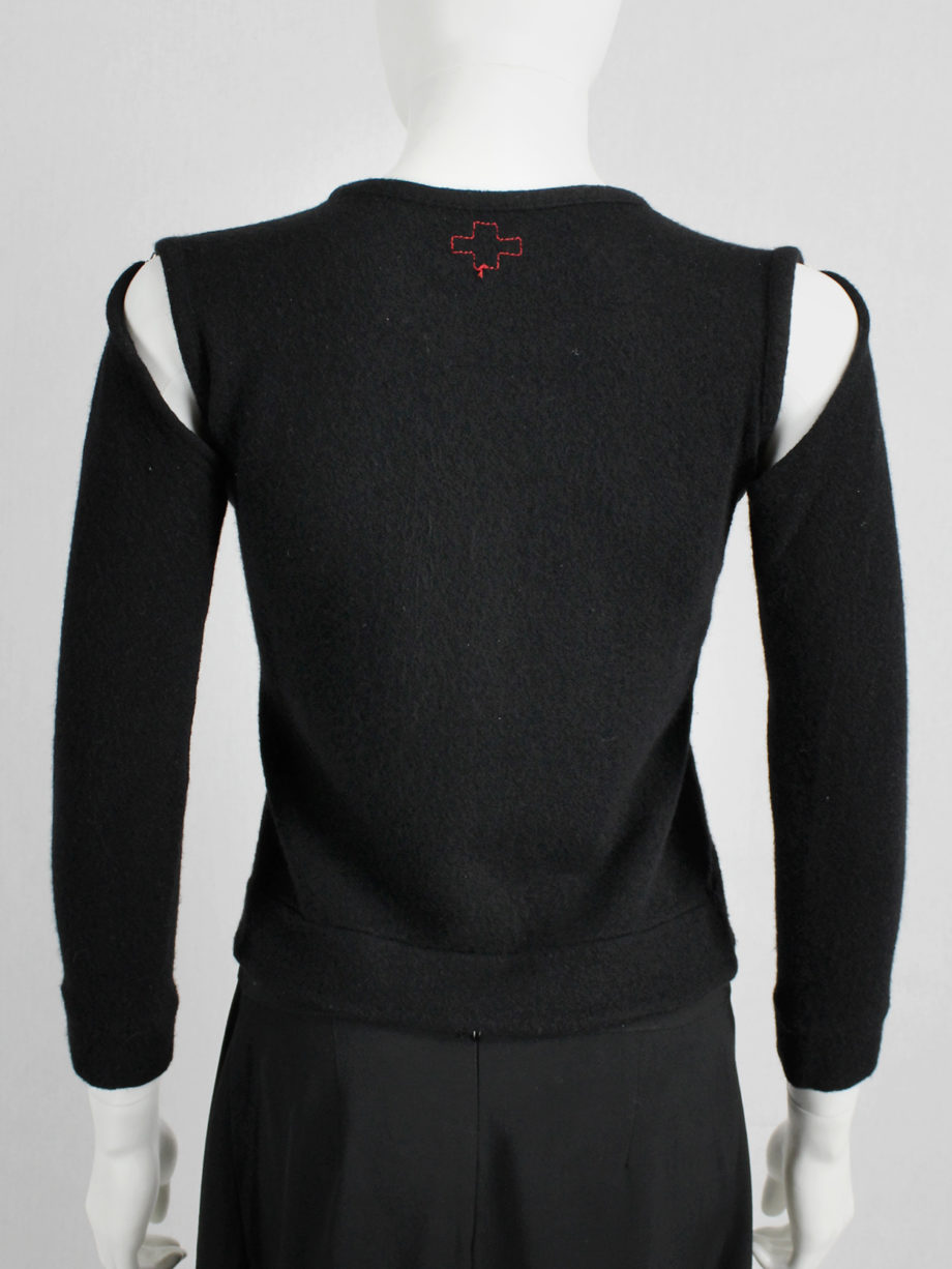 vintage A F Vandevorst black crop top with long detachable sleeves (1)