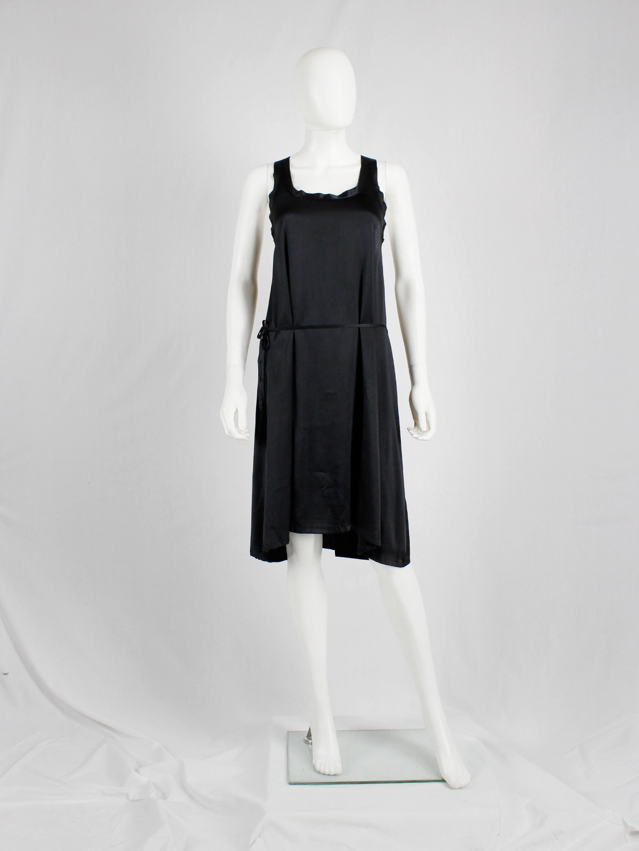Ann Demeulemeester black dress with open back and tied straps — spring ...