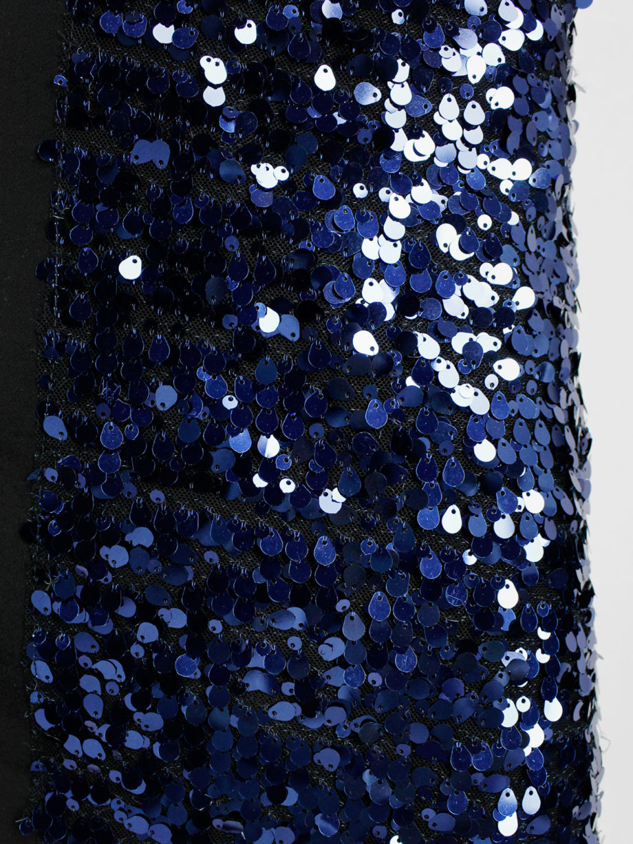 Ann Demeulemeester black wrap skirt with blue sequinned panel 1990s (4)