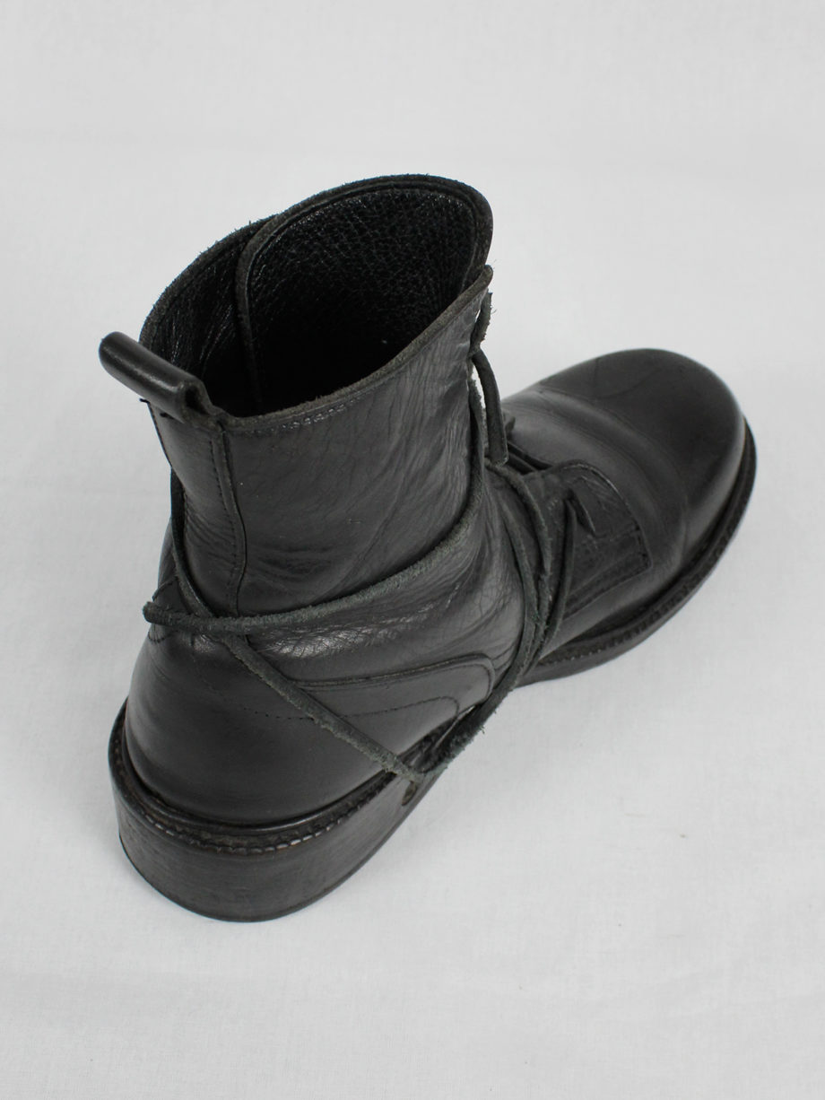 Dirk Bikkembergs black tall boots with laces through the soles mid 90’s (1)