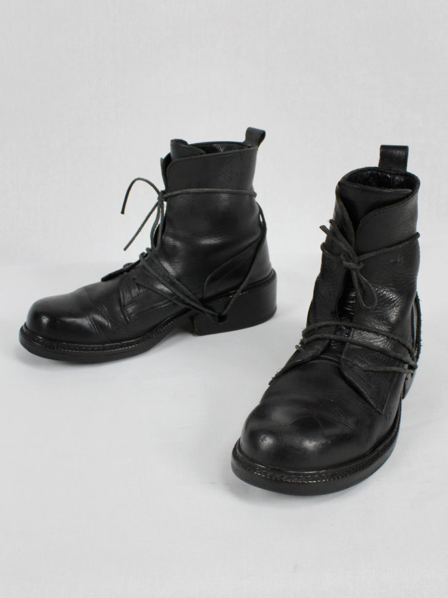 Dirk Bikkembergs black tall boots with laces through the soles mid 90’s (14)
