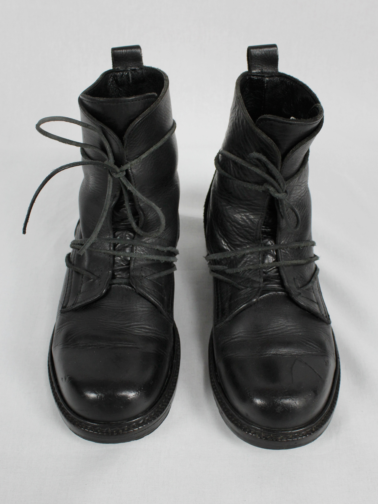 Dirk Bikkembergs black tall boots with laces through the soles (41 ...