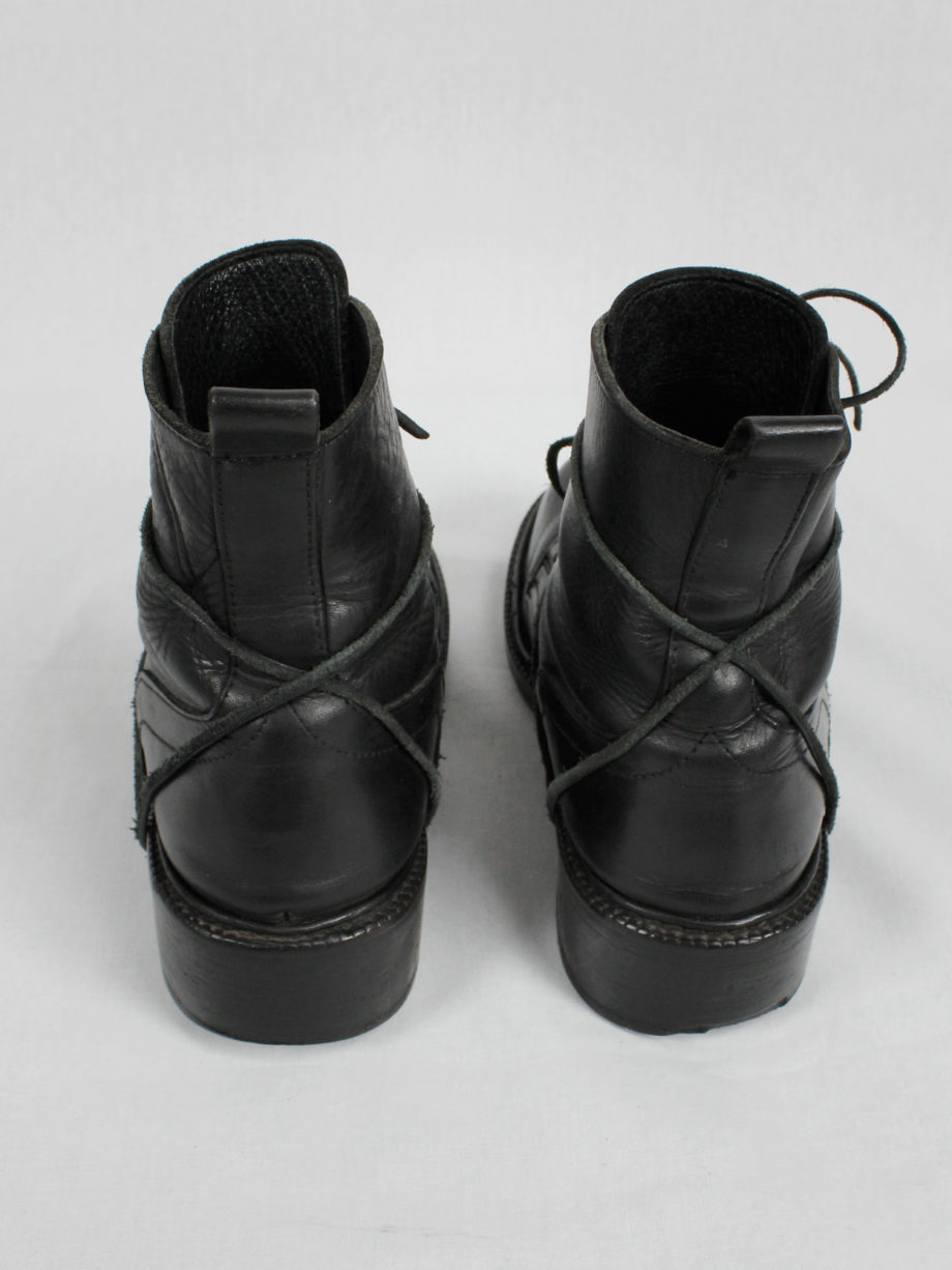 Dirk Bikkembergs black tall boots with laces through the soles mid 90’s (17)