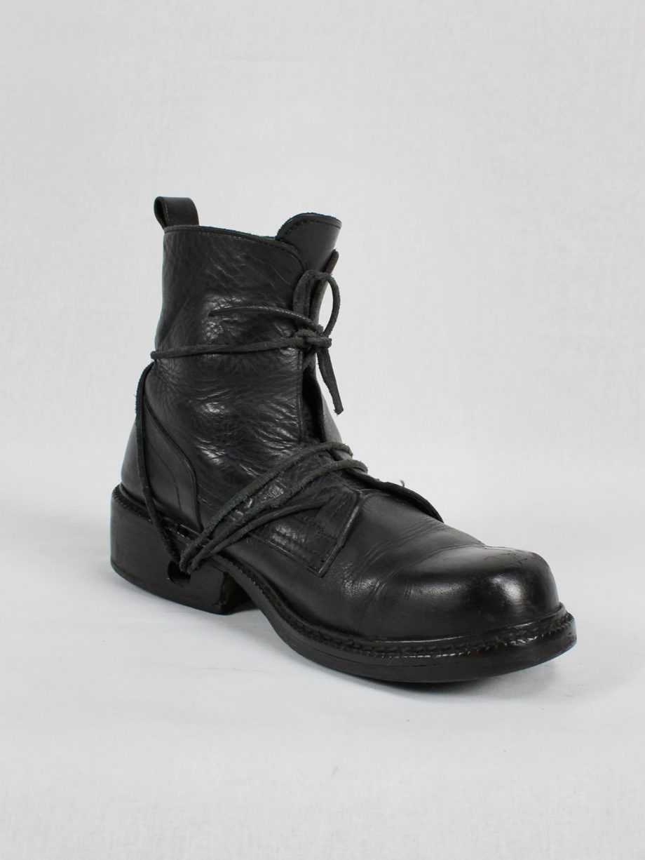 Dirk Bikkembergs black tall boots with laces through the soles mid 90’s (5)