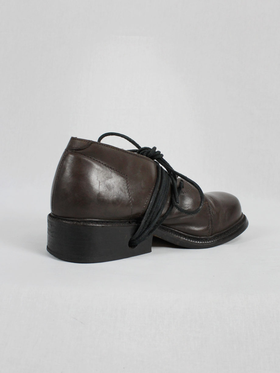 Dirk Bikkembergs brown derby shoes with laces through the soles fall 1994 (20)