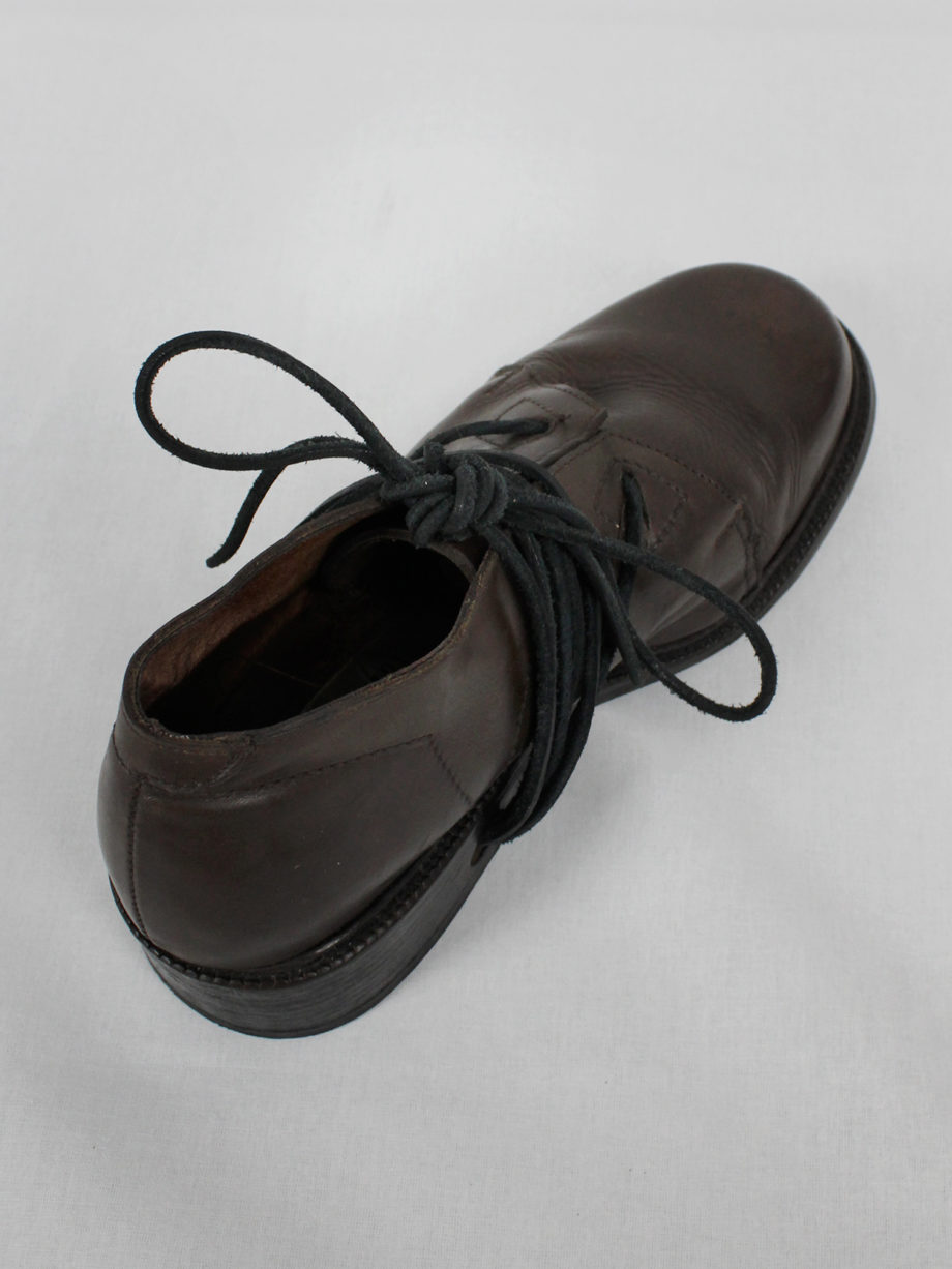 Dirk Bikkembergs brown derby shoes with laces through the soles fall 1994 (6)