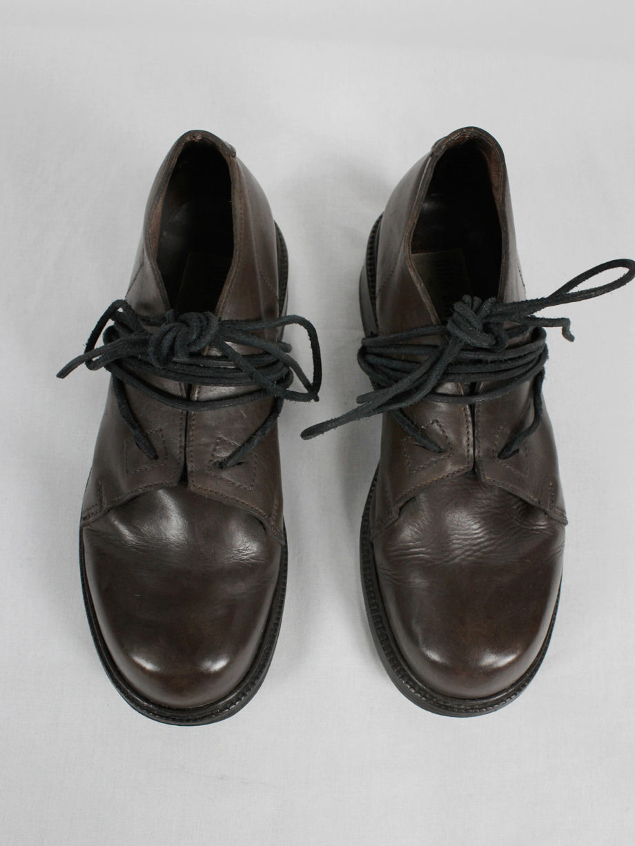 Dirk Bikkembergs brown derby shoes with laces through the soles fall 1994 (7)